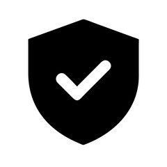 shield check glyph  vector flat icon