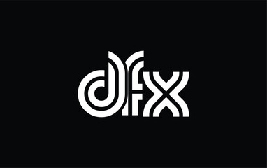DFX Creative Unique Modern Letter Logo Design. Stylized logo featuring a unique letter design, presenting abstract minimalist aesthetics and modern appeal.