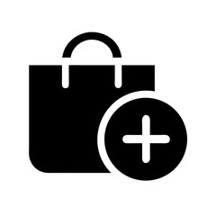 shopping bag add glyph  vector flat icon