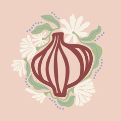 Pottery with flower illustration, Crafting illustrations pottery