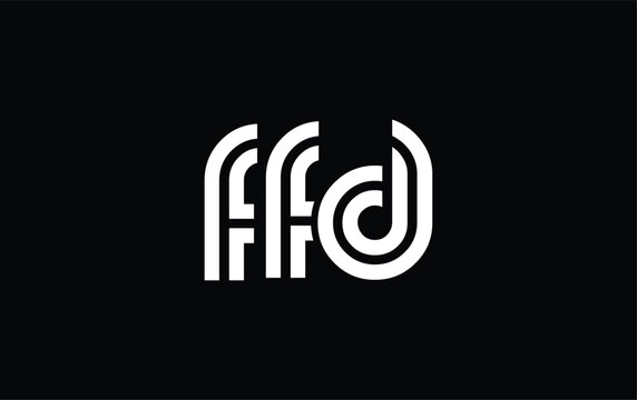 FFD Creative Unique Modern Letter Logo Design. Stylized logo featuring a unique letter design, presenting abstract minimalist aesthetics and modern appeal.