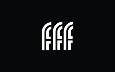 FFF Creative Unique Modern Letter Logo Design. Stylized logo featuring a unique letter design, presenting abstract minimalist aesthetics and modern appeal.