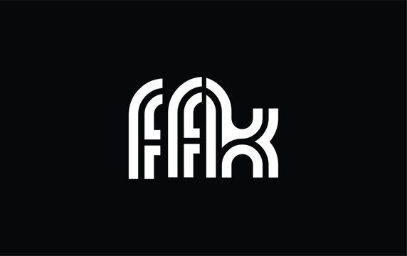 FFK Creative Unique Modern Letter Logo Design. Stylized logo featuring a unique letter design, presenting abstract minimalist aesthetics and modern appeal.