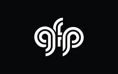 GFP Creative Unique Modern Letter Logo Design. Stylized logo featuring a unique letter design, presenting abstract minimalist aesthetics and modern appeal.