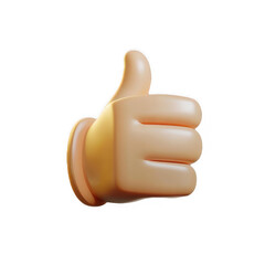 Hand with a blue sleeve giving a thumbs up in 3D