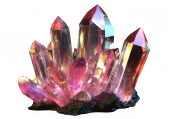 Faceted iridescent crystal reflecting vibrant colors and light