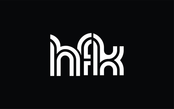 HFK Creative Unique Modern Letter Logo Design. Stylized logo featuring a unique letter design, presenting abstract minimalist aesthetics and modern appeal.