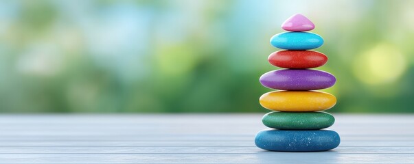 Balanced stacked stones natural setting photography tranquil environment close-up perspective serenity concept