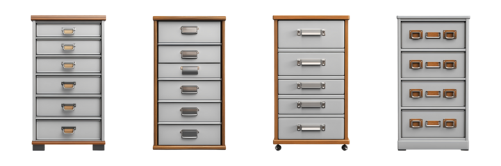 Collection or set of office storage units isolated on transparent background
