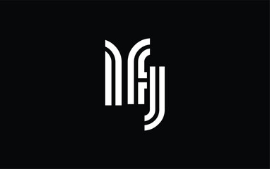 LFJ Creative Unique Modern Letter Logo Design. Stylized logo featuring a unique letter design, presenting abstract minimalist aesthetics and modern appeal.