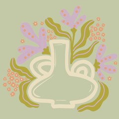 Fototapeta premium Pottery with flower illustration, Crafting illustrations pottery
