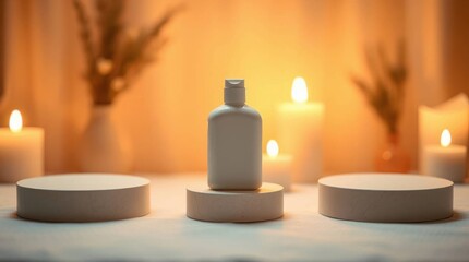 Podium with goods. Illustration