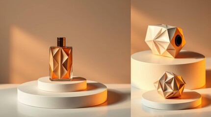 Podium with goods. Illustration