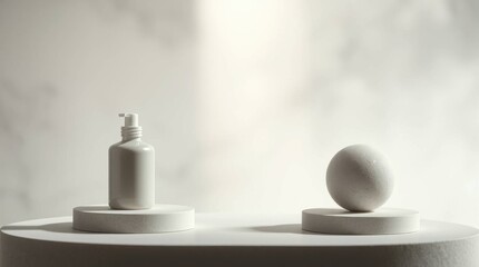 Podium with goods. Illustration