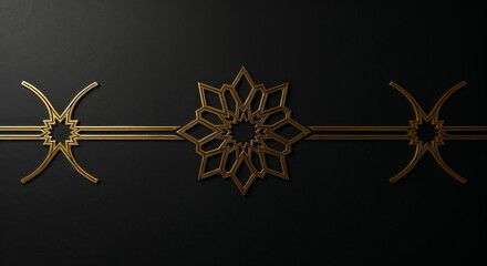 Elegant geometric patterns in gold on a dark background  