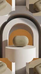 Podium with goods. Illustration