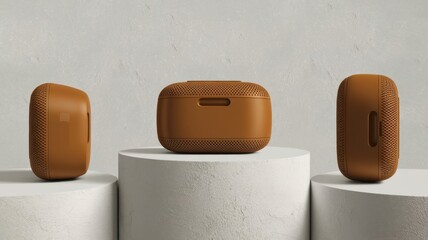 Podium with goods. Illustration