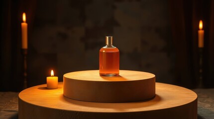 Podium with goods. Illustration