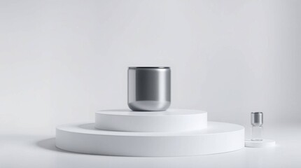 Podium with goods. Illustration