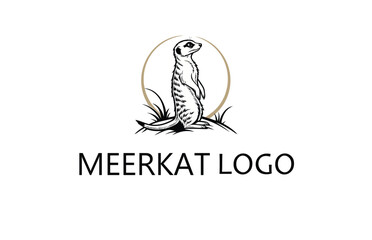 Obraz premium Detailed Meerkat Logo Vector in Hand-Drawn Ink Style | Ideal for Eco-Friendly and Organic Brand Identities.
