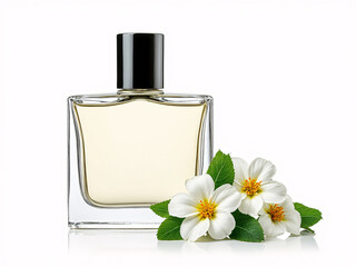 perfume bottle and flower