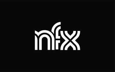 NFX Creative Unique Modern Letter Logo Design. Stylized logo featuring a unique letter design, presenting abstract minimalist aesthetics and modern appeal.