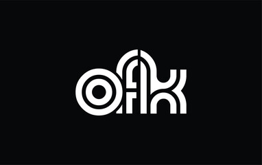 OFK Creative Unique Modern Letter Logo Design. Stylized logo featuring a unique letter design, presenting abstract minimalist aesthetics and modern appeal.