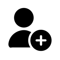 user add glyph  vector flat icon