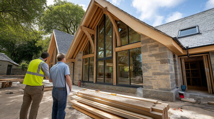 Construction Collaboration of Builder and Supervisor at Cottage Site