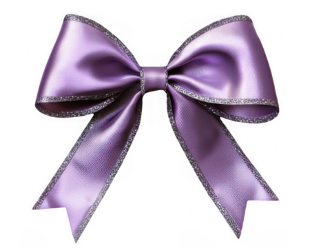 Soft satin lavender bow with decorative dotted outline