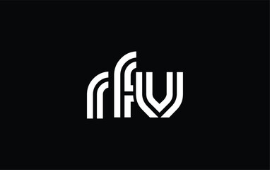 RFV Creative Unique Modern Letter Logo Design. Stylized logo featuring a unique letter design, presenting abstract minimalist aesthetics and modern appeal.