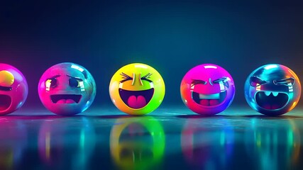 Vibrant Emojis in Neon Light - Powered by Adobe