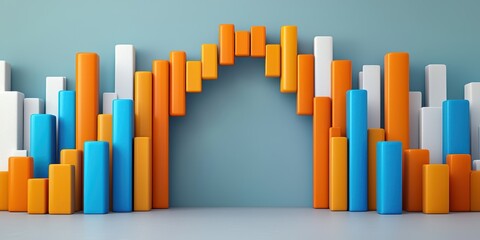 Obraz premium Dynamic colorful architecture display modern gallery 3d art installation vibrant environment unique viewpoint