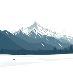landscape with mountains illustration, digital minimalistic design 