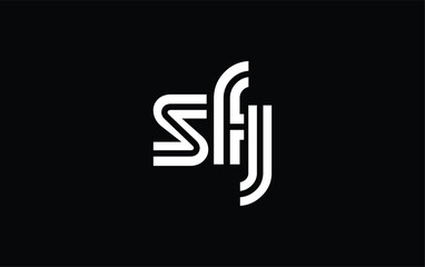 SFJ Creative Unique Modern Letter Logo Design. Stylized logo featuring a unique letter design, presenting abstract minimalist aesthetics and modern appeal.