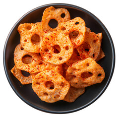 Crispy lotus root chips spicy snack food delicious appetizer recipe idea