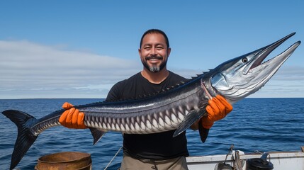 happy man holding a big fish