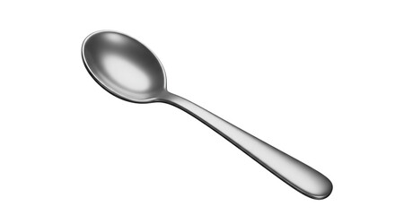 A sleek, modern teaspoon poised for a moment of culinary delight, gleaming with a polished metallic sheen against a pure white backdrop.