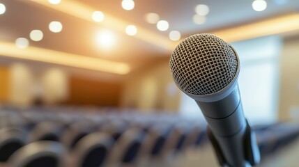 Public Speaking Conference at Podium: Professional Audio & Microphone Setup for Presentations and Seminars