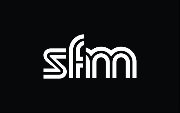 SFM Creative Unique Modern Letter Logo Design. Stylized logo featuring a unique letter design, presenting abstract minimalist aesthetics and modern appeal.