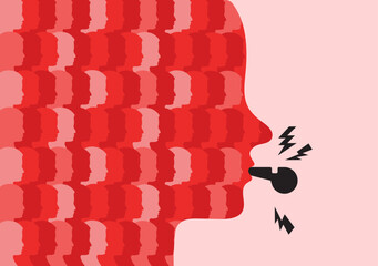 Group of whistleblower crowd spreading information and creating awareness illustration