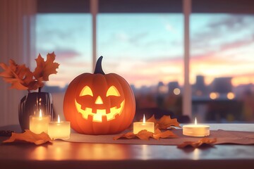 Fototapeta premium Halloween Jack-o'-lantern Sunset