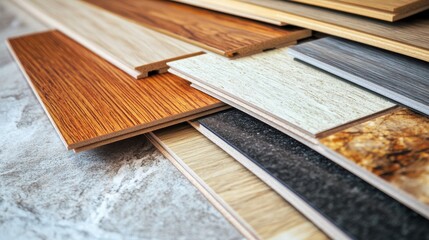 Home renovation Laminate flooring consists of flexible quartz vinyl panels installed over a noise absorbing natural material base.