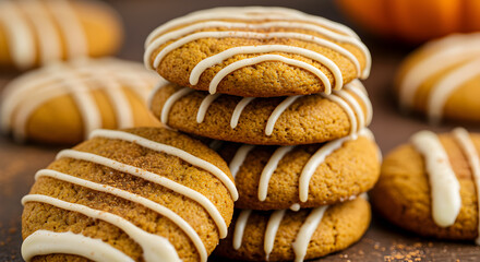 Gluten Free Pumpkin Spice Cookies Stacked with Cream Cheese Icing