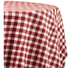 Red and white checkered tablecloth draped over a table, creating a cozy dining atmosphere