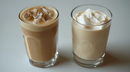 Making cold coffee drinks with milk cold brew and iced latte.
