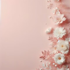 Obraz premium Soft floral pink background with delicate flowers, perfect for greeting cards, banners and ads