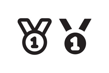 First place medal icon with ribbon Vector