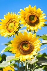 Fototapeta premium Vibrant Sunflowers Blooming in Summer Field