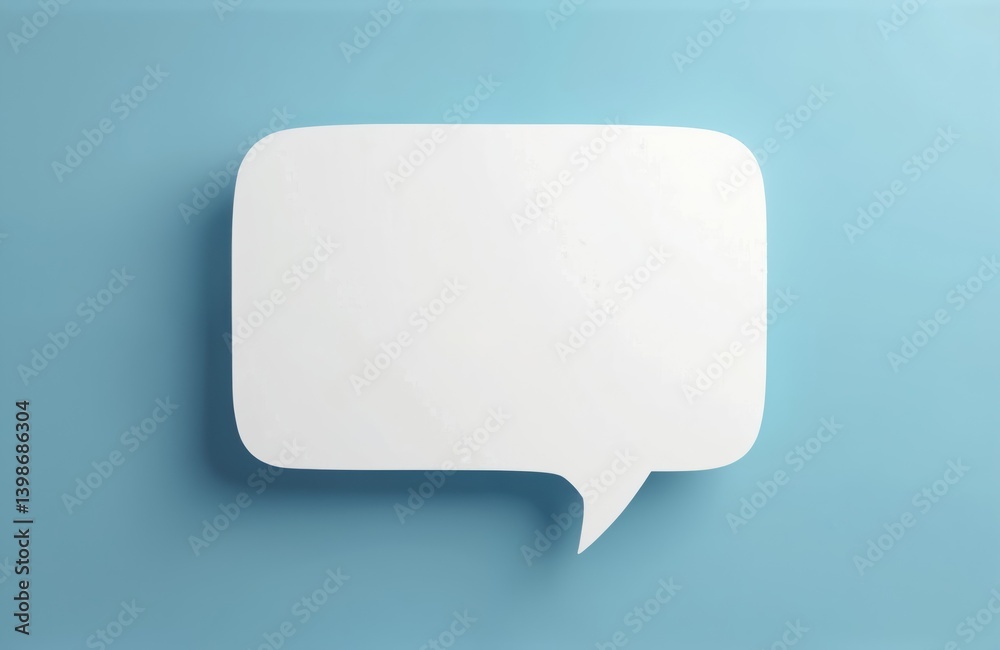 Poster white paper speech bubble isolated blue background. communication concept design. empty thought bubb